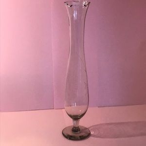 Vintage Etched Glass Bud Vase